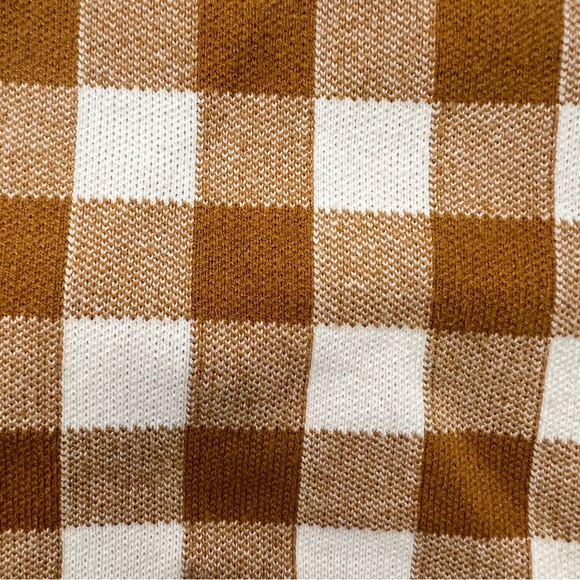 Madewell Hannah gingham apron top mustard yellow and cream checkered small B140 - Picture 3 of 6